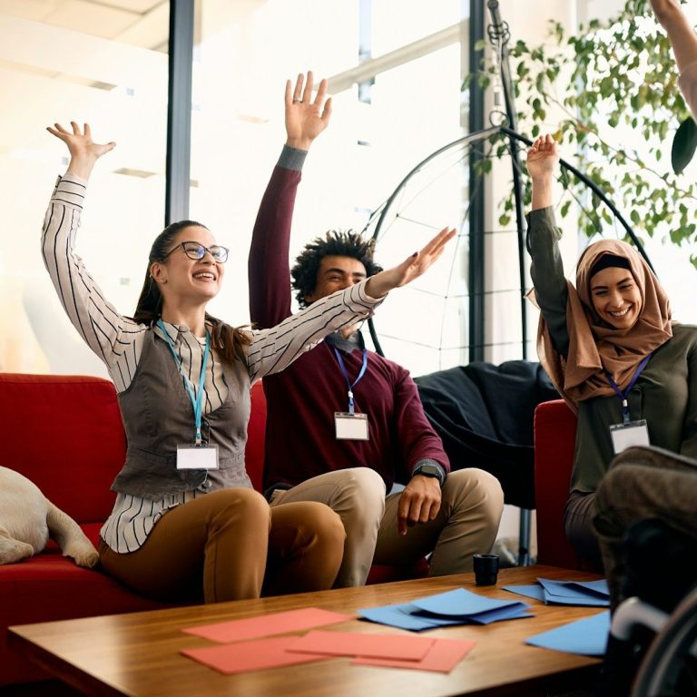 Team member giving testimonial on B Corp workplace culture workshop Team member giving testimonial on B Corp workplace culture workshop